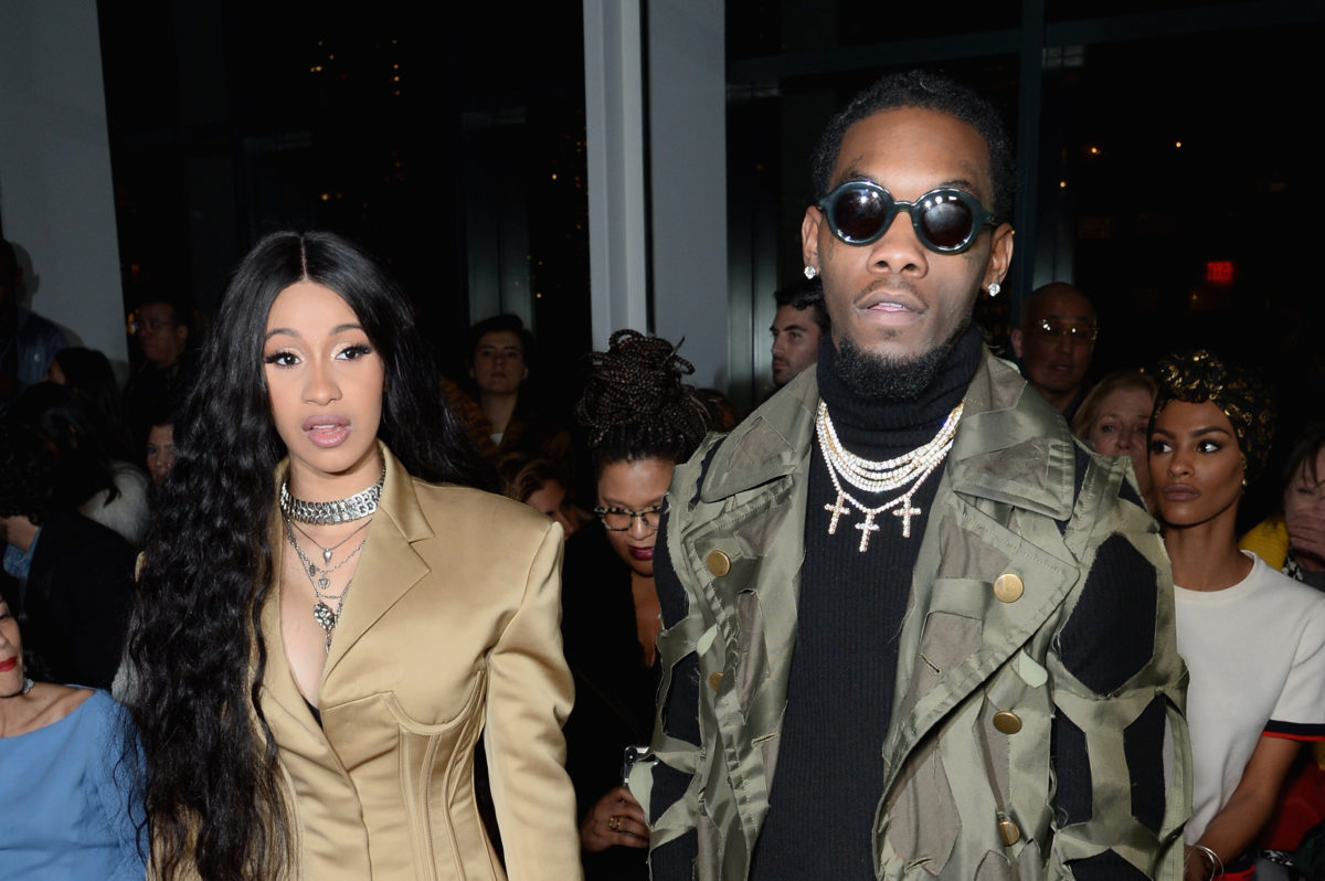Cardi B and Offset attend the Prabal Gurung front row during New York Fashion Week: The Shows at Gallery I at Spring Studios on February 11, 2018 in New York City. (Photo by Andrew Toth/Getty Images for New York Fashion Week