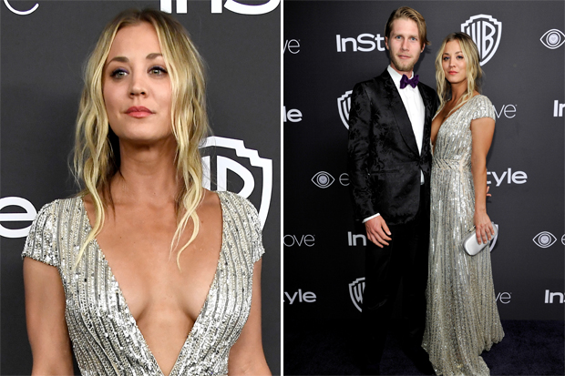 kaley cuoco golden globes dress