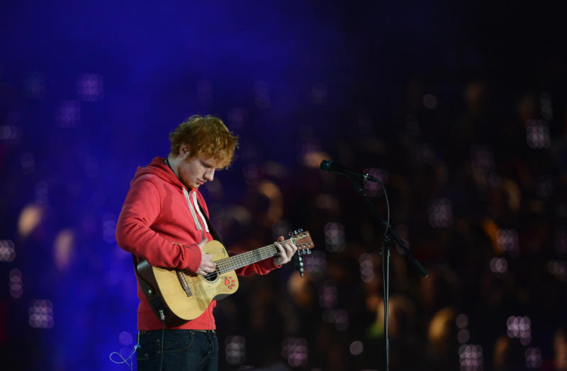 British singer Ed Sheeran performs the O